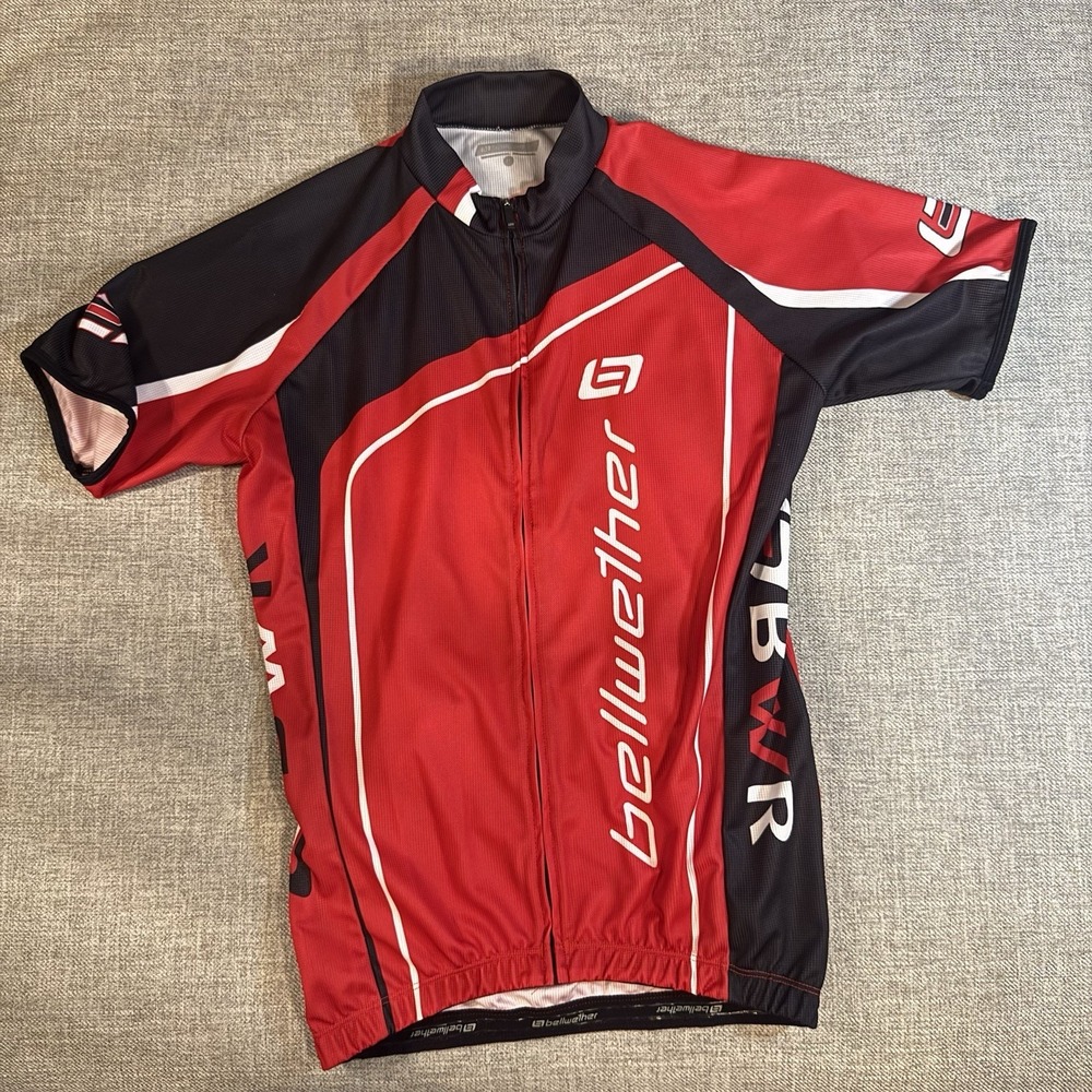 Bellwether Cycling‎ Jersey Mens Medium Red Black Full Zip Road Bike Bicycle